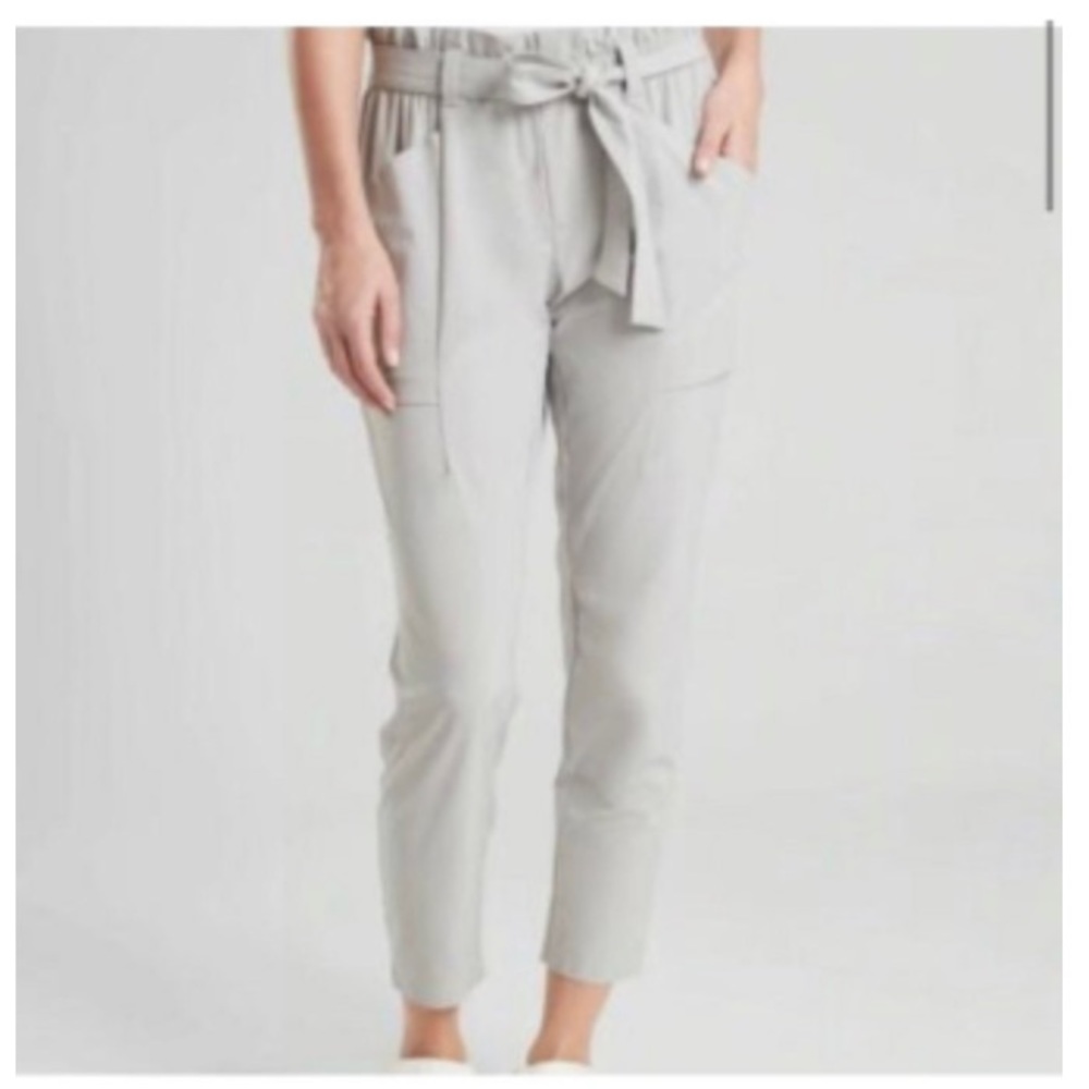 Athleta Gray Tie Waist Paperbag Pants